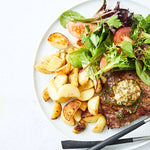 Beef Steak and Potatoes with Porcini Veggie Butter