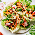 Crispy Chicken Lettuce Wraps with Peanut Sauce