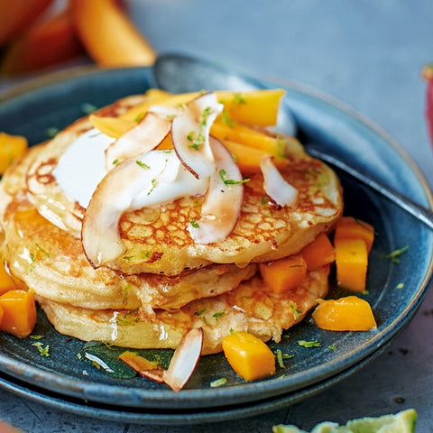 Mango Pancakes with Coconut and Lime