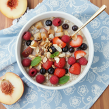Peach & Summer Berry Overnight Oats with Chia Seeds
