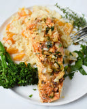 Lemon Gralic Halibut with Butternut Sqush Creamy Risotto