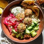 Pepperoncino-Feta Turkey Meatballs and Pickled Red Onion