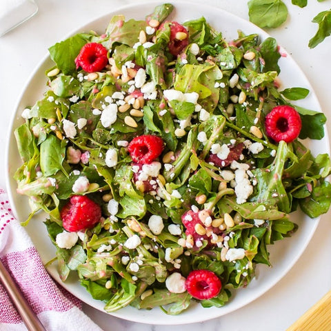 Mixed Greens Salad with Raspberry and Pine Nuts