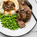 Beef Patties with Mushroom Gravy and Potatoes Mash