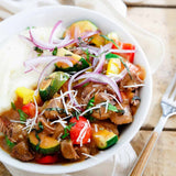 Slow Cooked Summer Beef Stew with Celery Root Mash