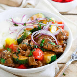 Slow Cooked Summer Beef Stew with Celery Root Mash
