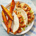 BBQ Chicken Tacos with Cabbage Slaw and Roasted Yam