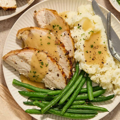 Roasted Turkey Breast w Mash and Green Beans
