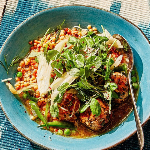 Lamb Meatballs with Peas and Fennel