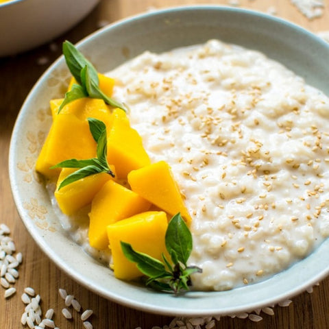 Coconut Rice Pudding with Mango