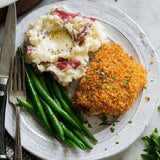 Baked Panko Chicken with Mashed Potatoes and Green Beans