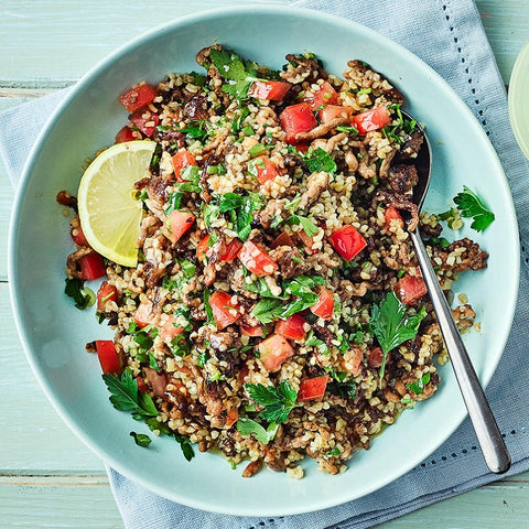 Spiced Lemony Lamb with Cauliflower and Quinoa Tabbouleh