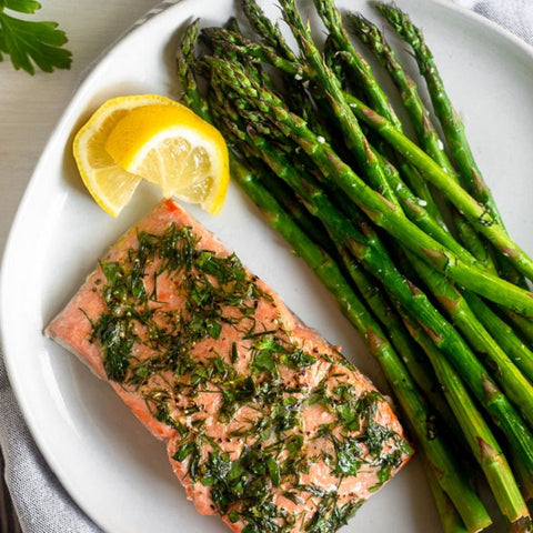 Fried Salmon and Asparagus