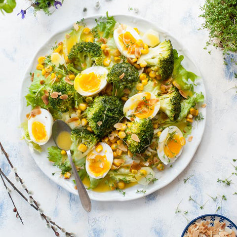 Broccoli Egg Salad with Corn and Honey Mustard