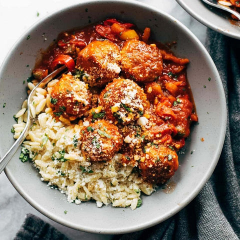 Chicken Meatballs with Peppers