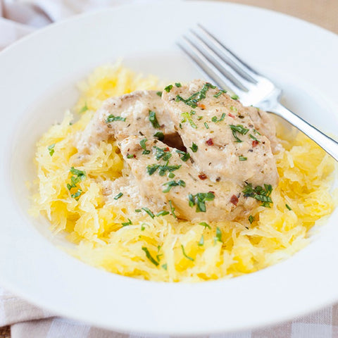 Garlic Lemon Chicken Spaghetti Squash