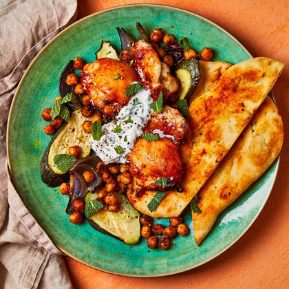 Harissa Chicken with Baked Zucchini and Smoked Chickpea 🌶
