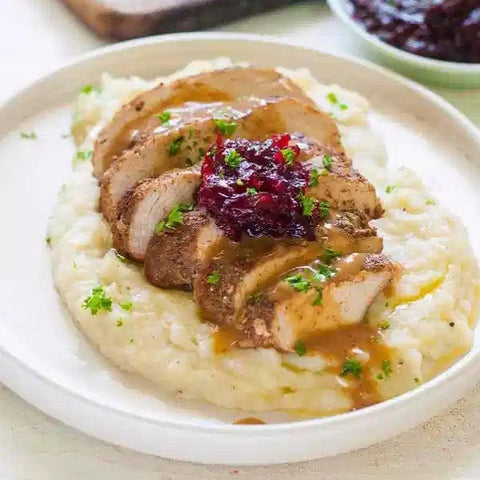 Baked Turkey Breast with Gravy and Cranberry Chutney