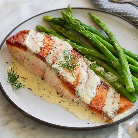 Pan Seared Salmon with Creamy Garlic Dijon Sauce