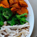 Shredded Chicken, Sweet Potatoes and Broccoli