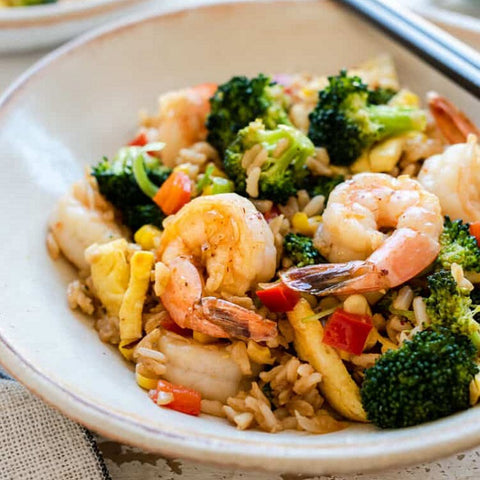 Spicy Shrimp Fried Brown Rice