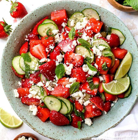 Watermelon Cucumber Salad With Strawberries And Feta