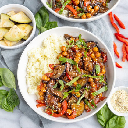 Asian Eggplant and Pepper Stir-Fry