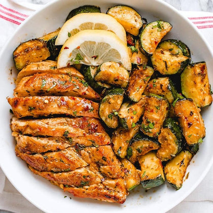 Asado Chicken and Sauteed Lemon Zucchini