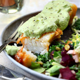 Pan Seared Cod with Avocado Cream Sauce