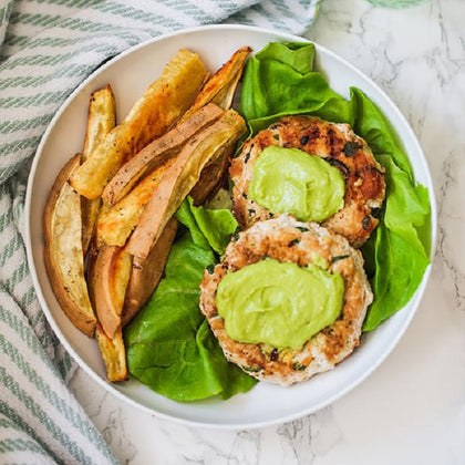 Spinach Avocado Chicken Burgers