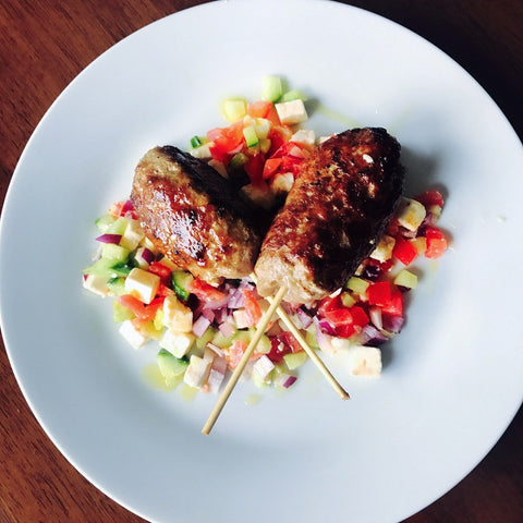 Lamb Koftas and Greek Salad