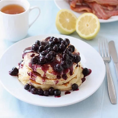 Lemon Ricotta Pancakes with Blueberry Sauce