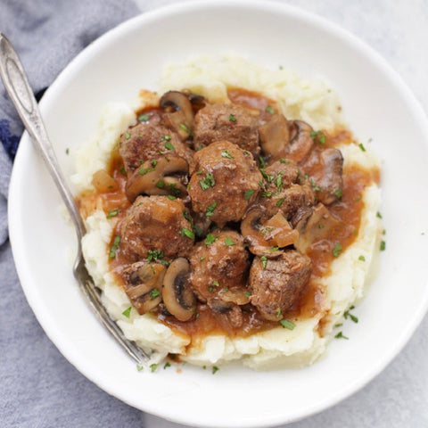 Salisbury Steak Meatballs with Potatoes Mash