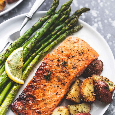 Sheet Pan Salmon Asparagus with Potatoes