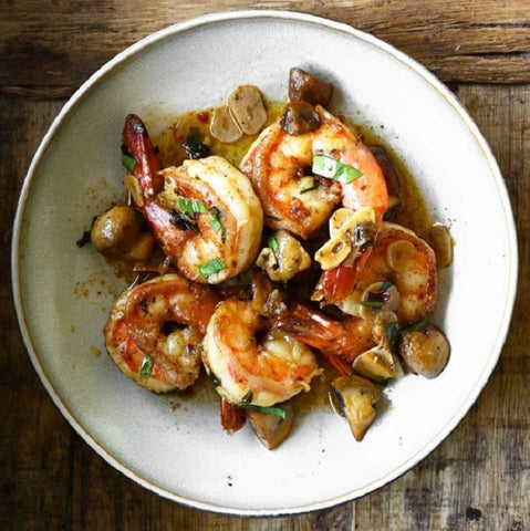 Shrimps with Garlick Sauteed Mushrooms