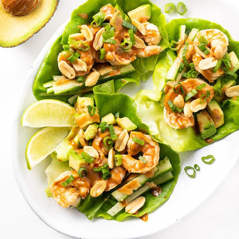 Lettuce Wraps with Spicy Peanut Sauce  ( Chicken or Shrimps)🌶