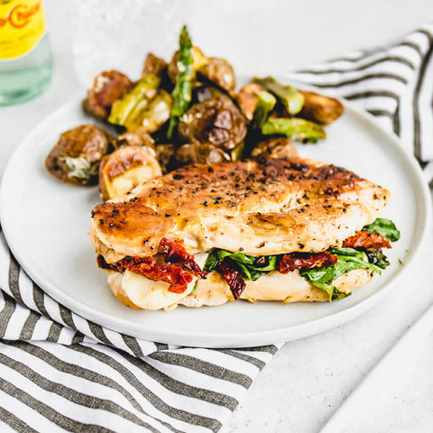Sun-Dried Tomato, Spinach and Cheese Stuffed Chicken Breast